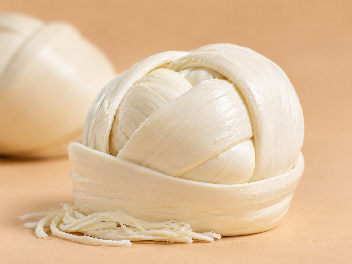 Queso Oaxaca de hebra formado en madeja